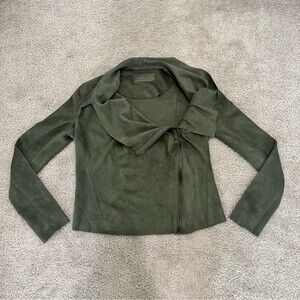 BLANKNYC Sunny Days Faux Suede Zip Collared Moto Jacket in Green XSmall